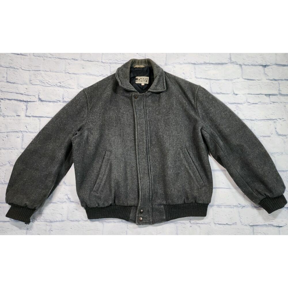 DASH MENS SIZE 42 Wool Nylon Made In Canada Grey Lined Bomber Jacket VINTAGE 90s